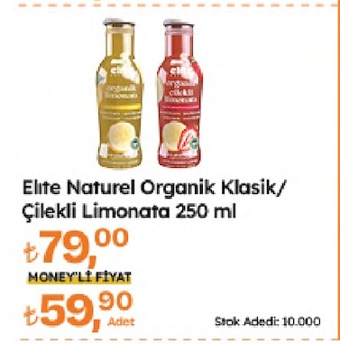 Elite Naturel Organik Klasik/Çilekli Limonata 250 Ml