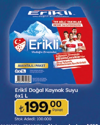 Erikli Doğal Kaynak Suyu 6X1 L