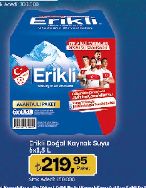 Erikli Doğal Kaynak Suyu 6X1,5 L