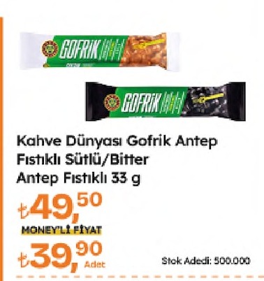 Kahve Dünyası Gofrik Antep Fıstıklı Sütlü/Bitter Antep Fıstıklı 33 G