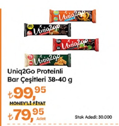 Uniq2Go Proteinli Bar Çeşitleri 38-40 G