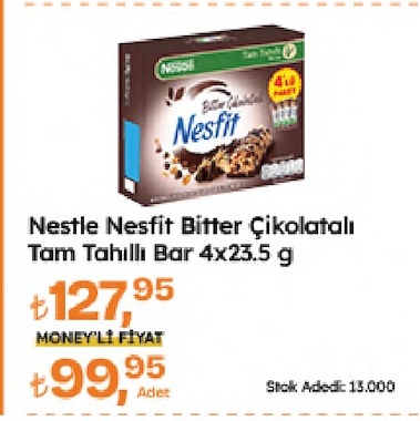Nestle Nesfit Bitter Çikolatali Tam Tahilli Bar 4X23.5 G
