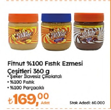 Fitnut %100 Fıstık Ezmesi Çeşitleri 360 G