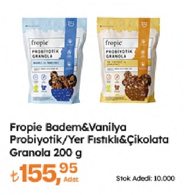 Fropie Badem&Vanilya Probiyotik/Yer Fıstıklı&Çikolata Granola 200 G