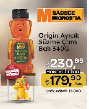 Origin Ayıcık Süzme Çam Balı 340G