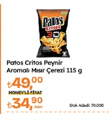 Patos Critos Peynir Aromalı Mısır Çerezi 115 G