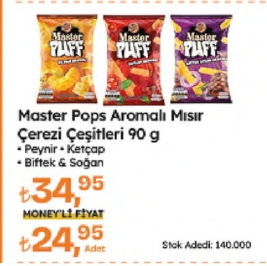 Master Pops Aromalı Mısır Çerezi Çeşitleri 90 G