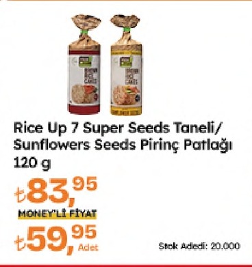 Rice Up 7 Super Seeds Taneli / Sunflowers Seeds Pirinç Patlağı 120 G