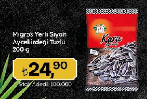 Migros Yerli Siyah Ayçekirdeği Tuzlu 200 G