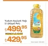 Yudum Ayçiçek Yağı 5 L (Köşeli Pet)