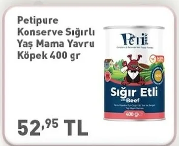 Petipure Konserve Sığırlı Yaş Mama Yavru Köpek 400 Gr