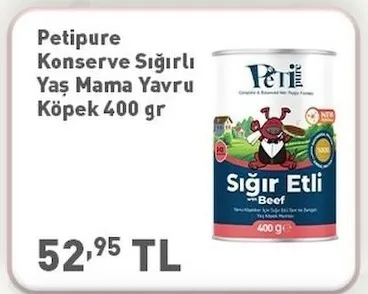 Petipure Konserve Sığırlı Yaş Mama Yavru Köpek 400 Gr