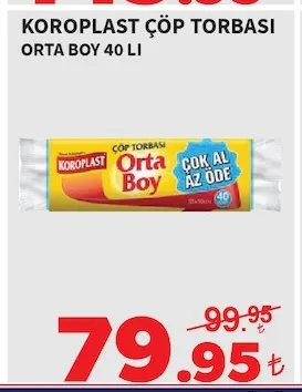 Koroplast Çöp Torbası Orta Boy 40 Li