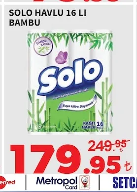Solo Havlu 16 Li Bambu