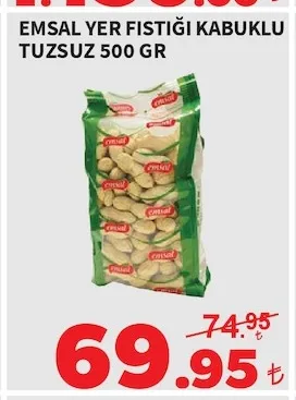Emsal Yer Fıstığı Kabuklu Tuzsuz 500 Gr