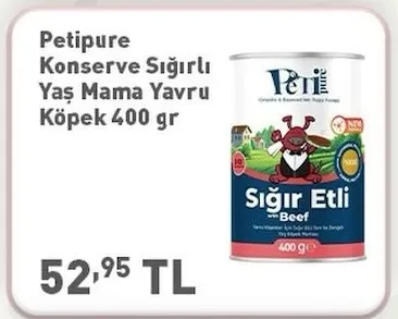 Petipure Konserve Sığırlı Yaş Mama Yavru Köpek 400 Gr