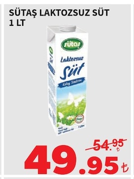 Sütaş Laktozsuz Süt 1 Lt