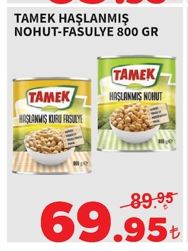 Tamek Haşlanmiş Nohut-Fasulye 800 Gr