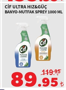Cif Ultra Hız&Güç Banyo-Mutfak Sprey 1000 Ml