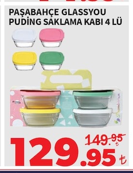 Paşabahçe Glassyou Puding Saklama Kabı 4 Lü