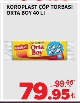 Koroplast Çöp Torbasi Orta Boy 40 Li