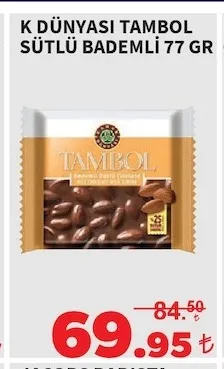 K Dünyasi Tambol Sütlü Bademli̇ 77 Gr