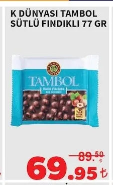 K Dünyasi Tambol Sütlü Findikli 77 Gr