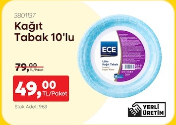 Kağıt Tabak 10'Lu