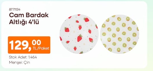 Cam Bardak Altliği 4'Lü