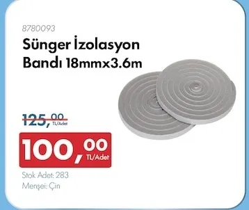 Sünger İzolasyon Bandı 18Mmx3.6M