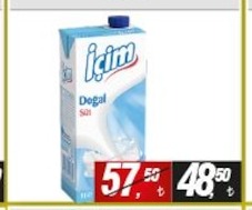 İçim Doğal Süt 1Lt