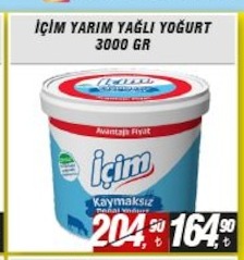 Içim Yarım Yağlı Yoğurt 3000 Gr