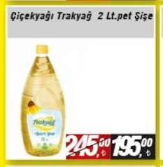 Çiçekyağı Trakyağ 2 Lt.Pet Şişe