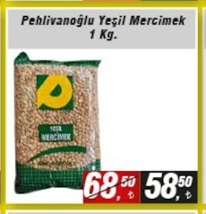 Pehlivanoğlu Yeşil Mercimek 1 Kg.