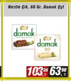 Nestle Çikolata 60 Gr. Damak Çeşit