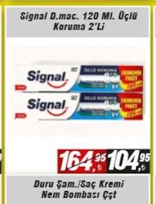 Signal Diş Macunu 120 Ml. Üçlü Koruma 2'Li