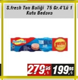 S.Fresh Ton Balığı 75 Gr. 4'Lü 1 Kutu Bedava