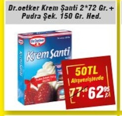 Dr. Oetker Krem Şanti 2X72 Gr + Pudra Şekeri 150 Gr Hediye