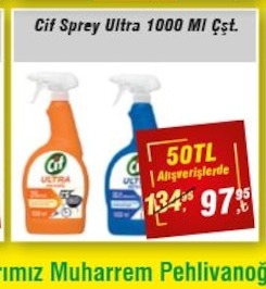 Cif Sprey Ultra 1000 Ml Çiftli