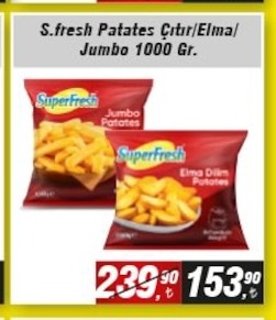 S.Fresh Patates Çıtır/Elma/ Jumbo 1000 Gr
