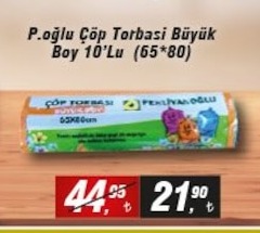 P.Oğlu Çöp Torbasi Büyük Boy 10'Lu (65*80)
