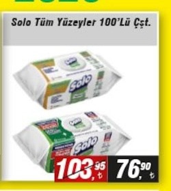 Solo Tüm Yüzeyler Islak Mendil 100'Lü Çift Paket