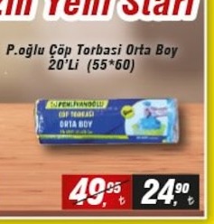 P.Oğlu Çöp Torbası Orta Boy 20'Li