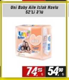 Uni Baby Aile Islak Havlu 52Li 3'Lü