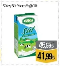 Sütaş Süt Yarım Yağlı 1 Lt