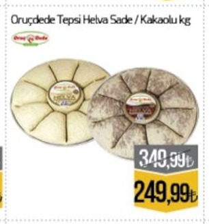 Oruçdede Tepsi Helva Sade / Kakaolu Kg