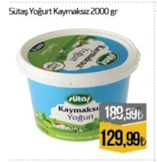 Sütaş Yoğurt Kaymaksız 2000 Gr