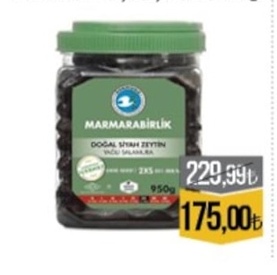 Marmarabirlik Doğal Siyah Zeytin Yağlı Salamura 950G