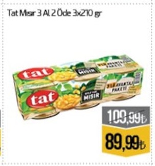 Tat Mısır 3 Al 2 Öde 3X210 Gr
