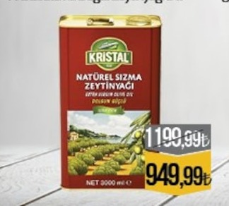 Kristal Natürel Sızma Zeytinyağı 3000 Ml